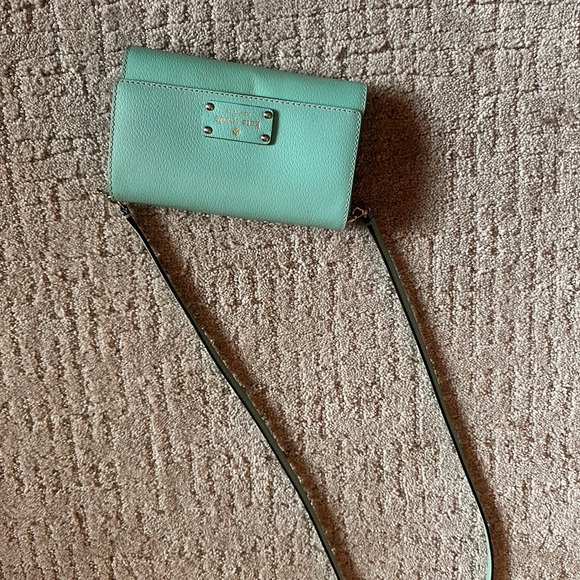 Kate Spade Crossbody Bag Leather Aqua Teal Turquoise Purse - Picture 2 of 8